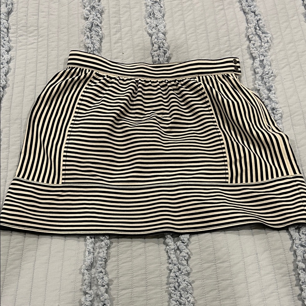Madewell Black and White Striped Mini Skirt